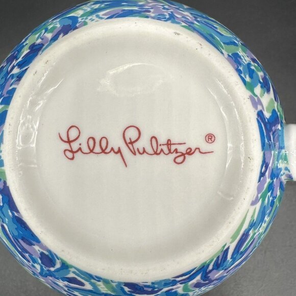 Lilly Pulitzer Mugs Coffee Tea Cups Lion Around Hidden Cat Face Blue Purple - Picture 8 of 11
